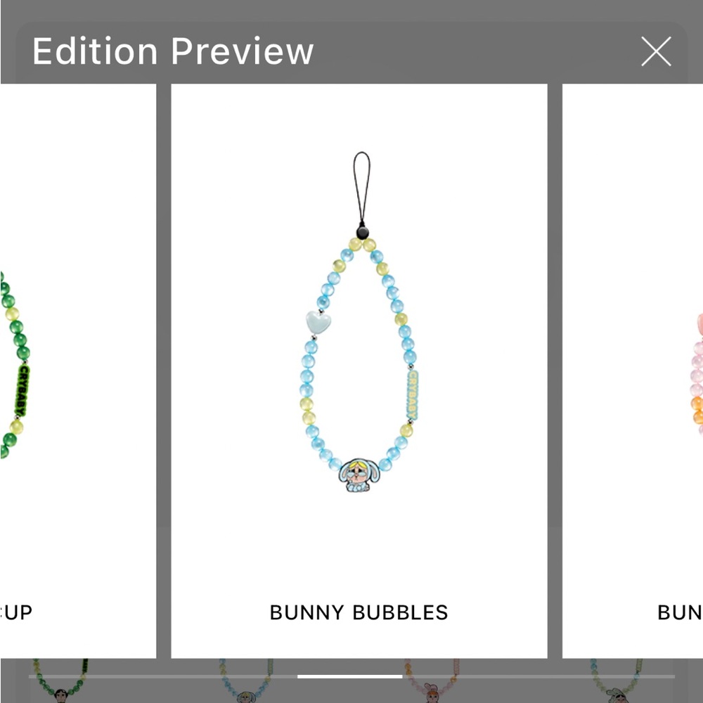 Bunny Bubbles Beaded Phone Charm - Blue and Yellow